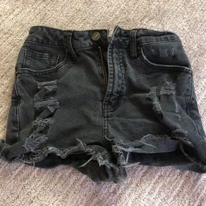 Black denim shorts